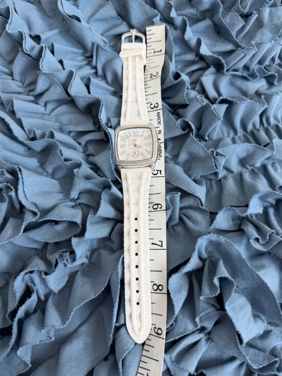 Judith Ripka White Silicone Diamonique Square Watch EUC main image 7